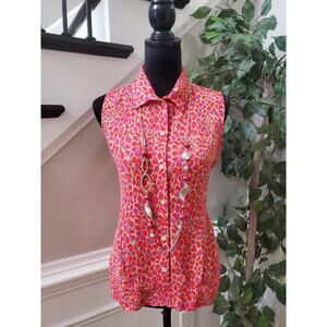 Cabi Womens Red Heartbreaker Polyester Sleeveless Blushing Skin Top Blouse Small